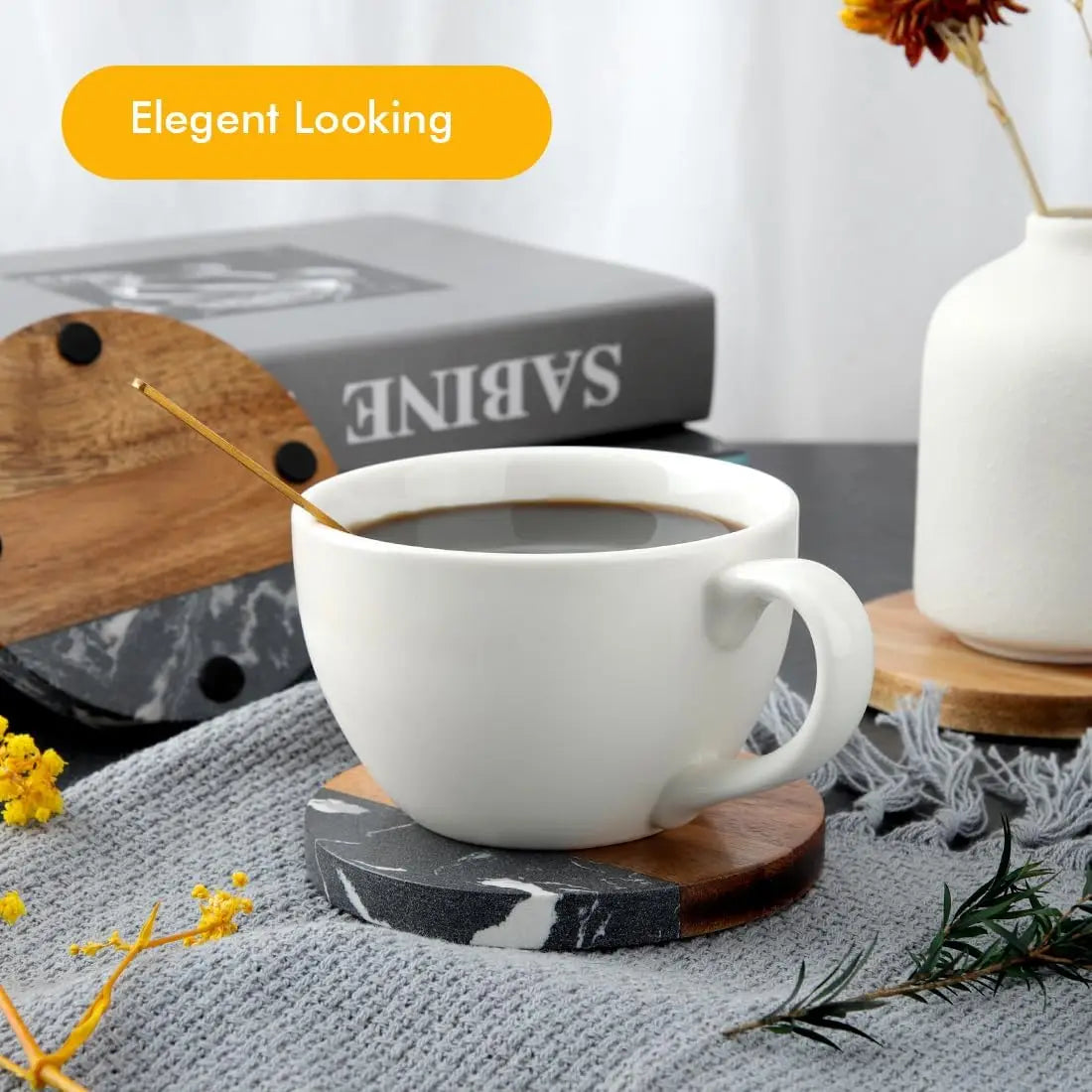 Decorative Wooden Marble coaster for Your Drinks Handcrafted with Felt Pads and Care a Perfect Choice for Your Table Top Decor