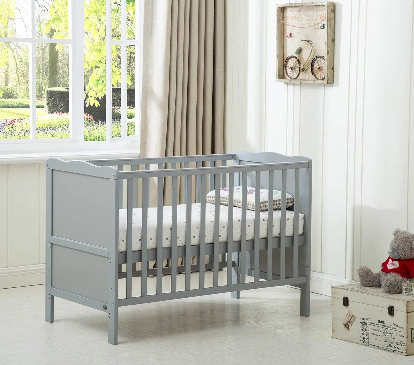 mcc direct Wooden Baby Cot Bed "Orlando" & Water repellent Mattress