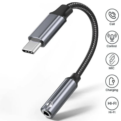 2 in 1 USB C Splitter to 3.5mm Headphone Jack and Charger Adapter PD 60W Fast Charging Audio Dongle for iPhone 15 16 17 Xiaomi