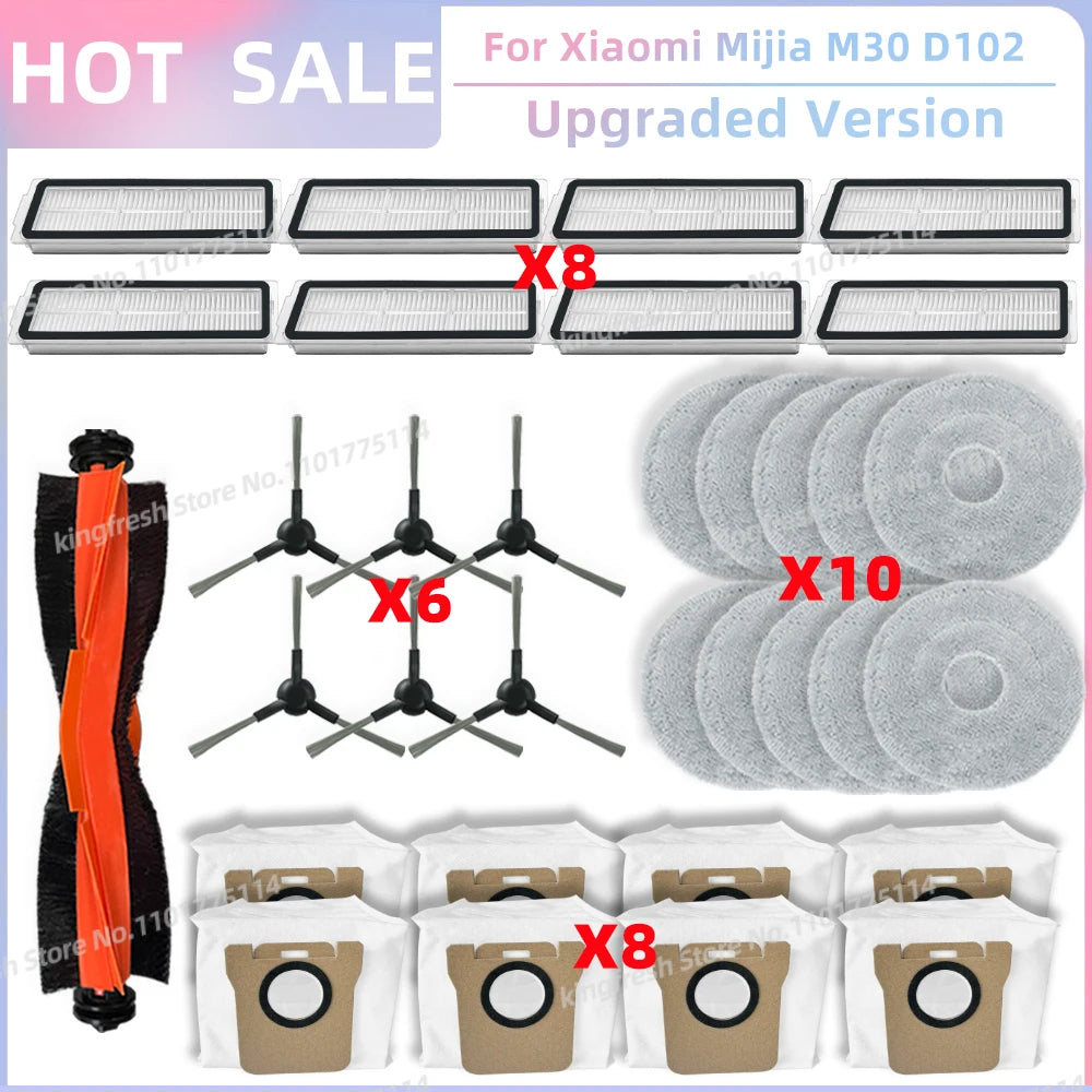 Fit For Xiaomi Mijia M30 D102, Xiaomi X20 Pro D102GL / X20 Max D109GL Parts Main Side Brush Filter Mop Cloth Dust Bag