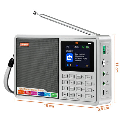 [Genuine]GTMEDIA D2 FM Radio  Portable DAB Digital Bluetooth Speaker AUX IN TF Card Slot MP3 Player Recording Clock Alarm