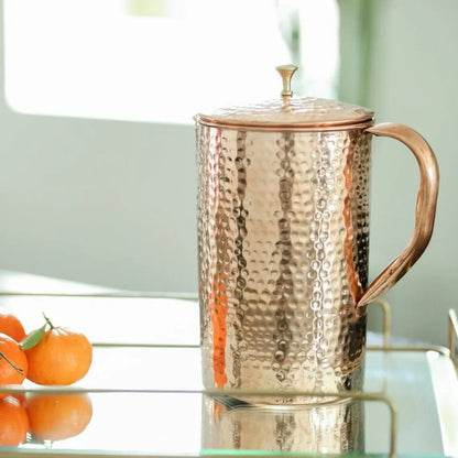 Classy hammered copper water jug pitcher wholesale for drinking water juice coffee ice tea for home restaurant dining decoration
