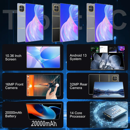 Global Version 10.36 Inch 14 Core 20000mAh New 5G Tablet 16GB+1TB Dual SIM Android 13.0 16MP+32MP Camera Bluetooth WiFi GPS WPS