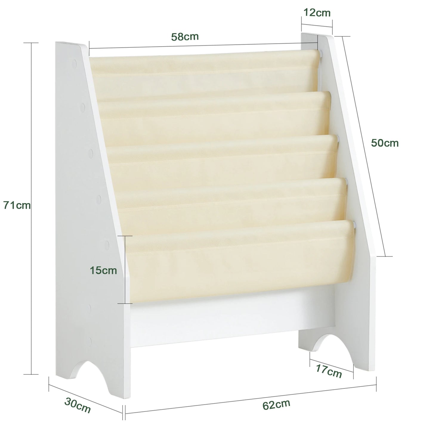 SoBuy FRG225-W Children's Bookshelf Hanging hand fan Shelf Newspaper stand with 4 Shelves Book Rack BHT approx: 62x71x29cm