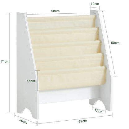 SoBuy FRG225-W Children's Bookshelf Hanging hand fan Shelf Newspaper stand with 4 Shelves Book Rack BHT approx: 62x71x29cm