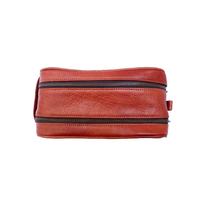 Luxury Full Grain Leather Triple Chain Toiletry & Travel Bag for Men Women Customized Color & Logo LEATHER HUNT