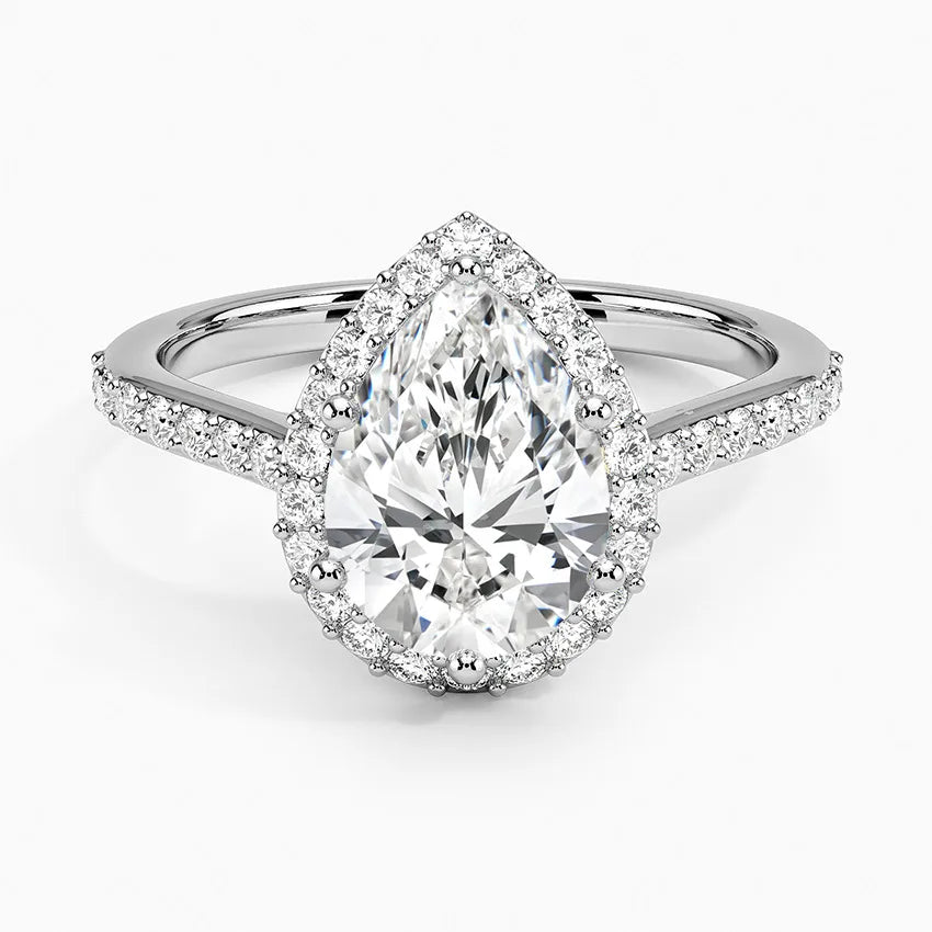 14K White Gold Oval Cut VVS Lab Grown Diamond Marseille Set Engagement Jewelry Ring Premium Quality For Professional Women Gift