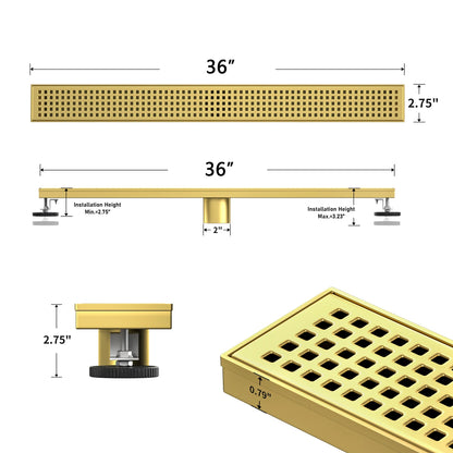 NEODRAIN 24 Inch Modern Design Golden 304 Stainless Steel Shower Drain with CUPC Certificate Ships From US Warehouse