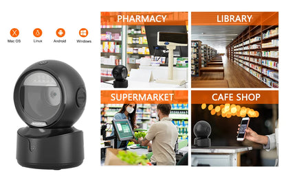 NETUM A5 2D Desktop Barcode Scanner, Omnidirectional Hands-Free Wired USB Big Barcode Reader 1D QR Screen Barcodes Scanning