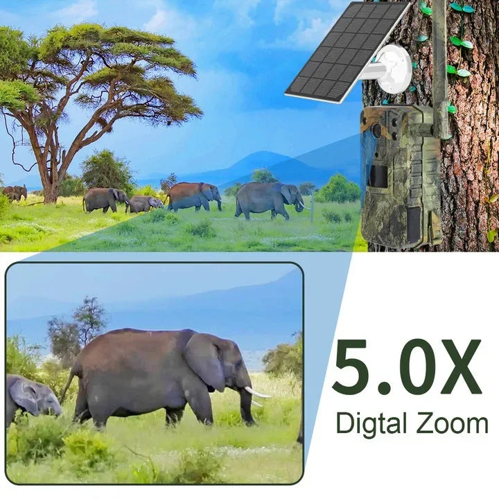 Solar shooting Trail Camera 20M PIR Motion Detection storm Camera 4K 14MP 4G SIM Card 30M Nigh Vision mAh