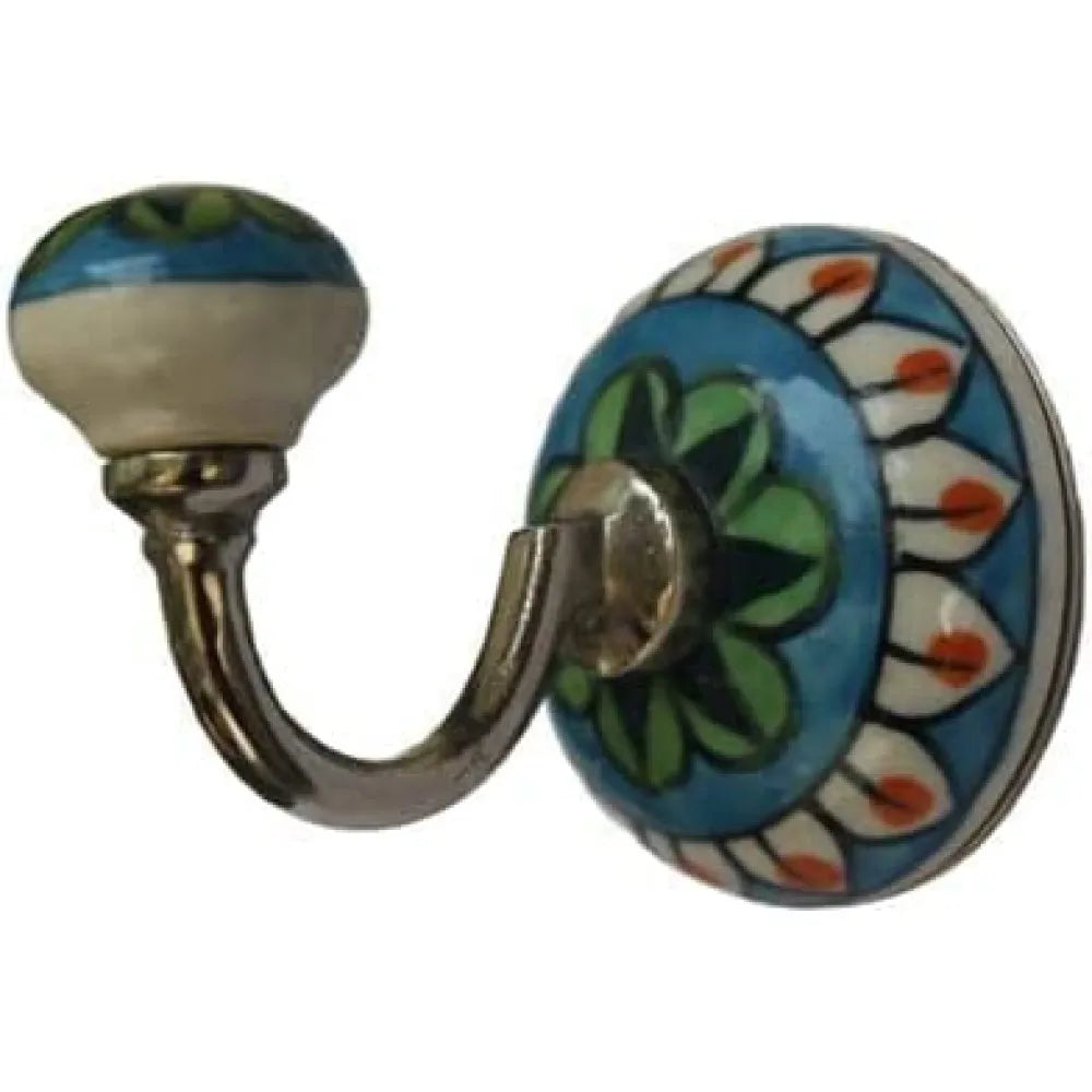 Floral Design Colourful Ceramic Metal Eco-Friendly Wall Mounted Towel Hooks for Hanging Clothes Jewellery Bathroom Living Room