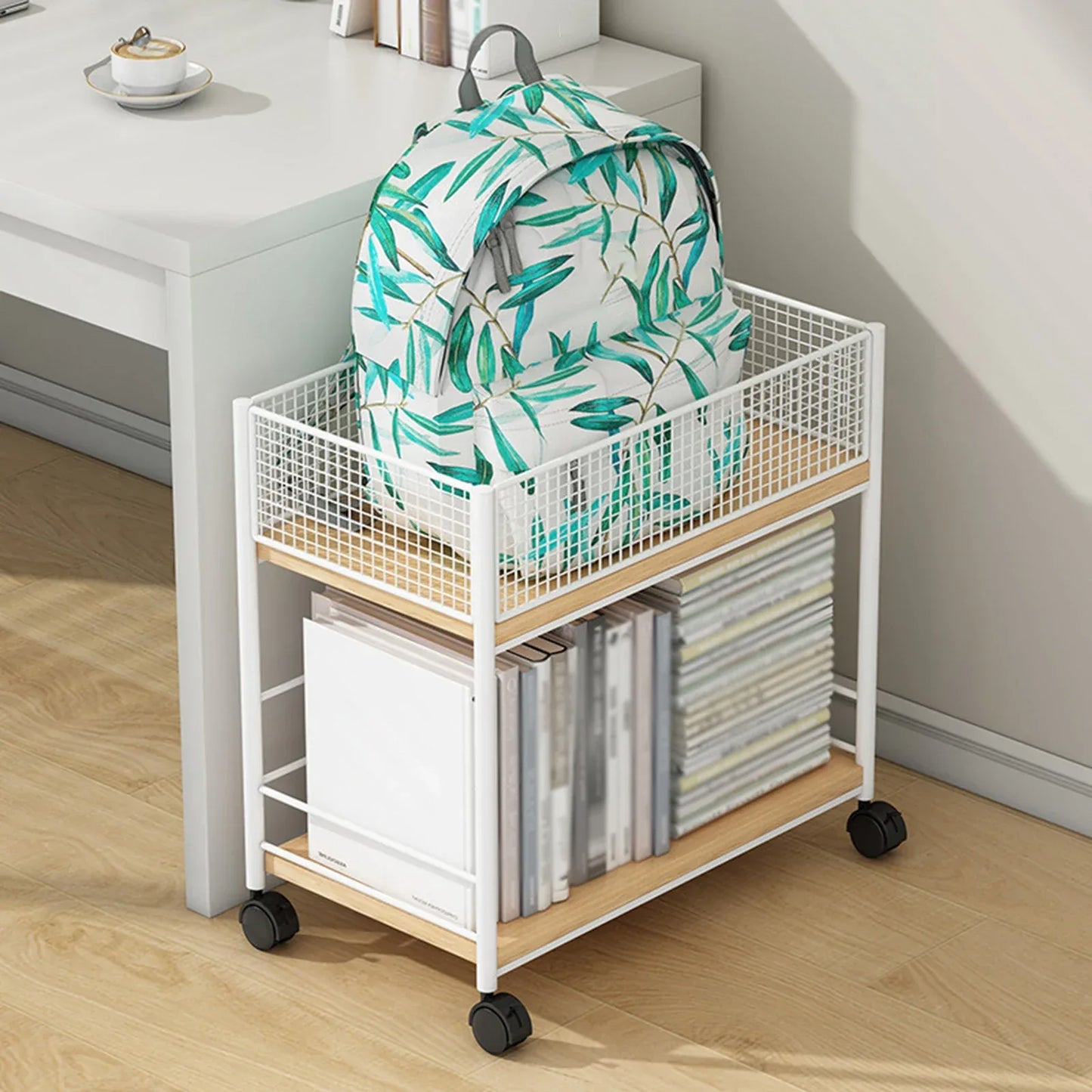 Movable Bookshelf With Wheels Under Desk Organizer Rack Mesh Storage Shelf For Kids Room Dormitory Bedroom Student Bookcase