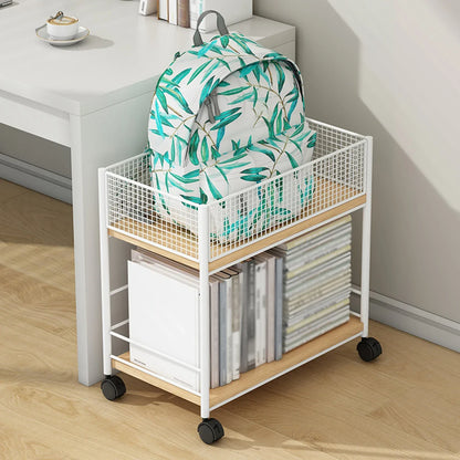 Movable Bookshelf With Wheels Under Desk Organizer Rack Mesh Storage Shelf For Kids Room Dormitory Bedroom Student Bookcase
