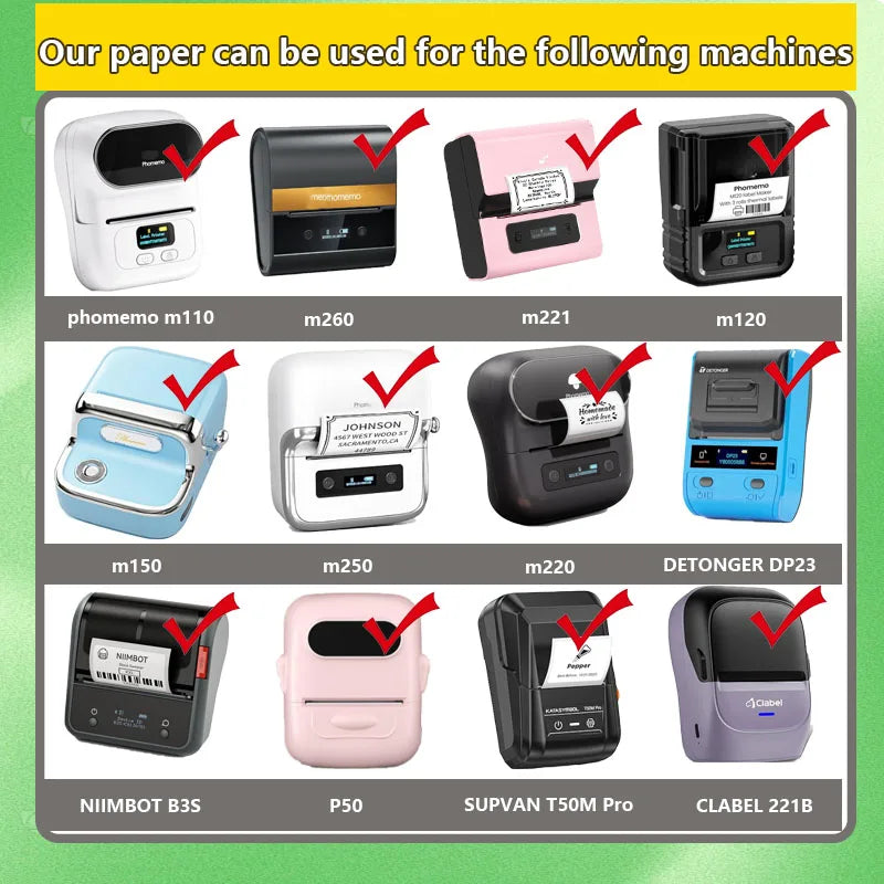 40-50mm Round Square Thermal Label Printer Sticker Self-Adhesive Thermal Paper Compatible M110 M220 M200 E210 P50 Label Printer