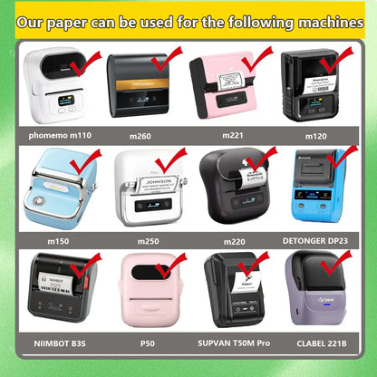 40-50mm Round Square Thermal Label Printer Sticker Self-Adhesive Thermal Paper Compatible M110 M220 M200 E210 P50 Label Printer