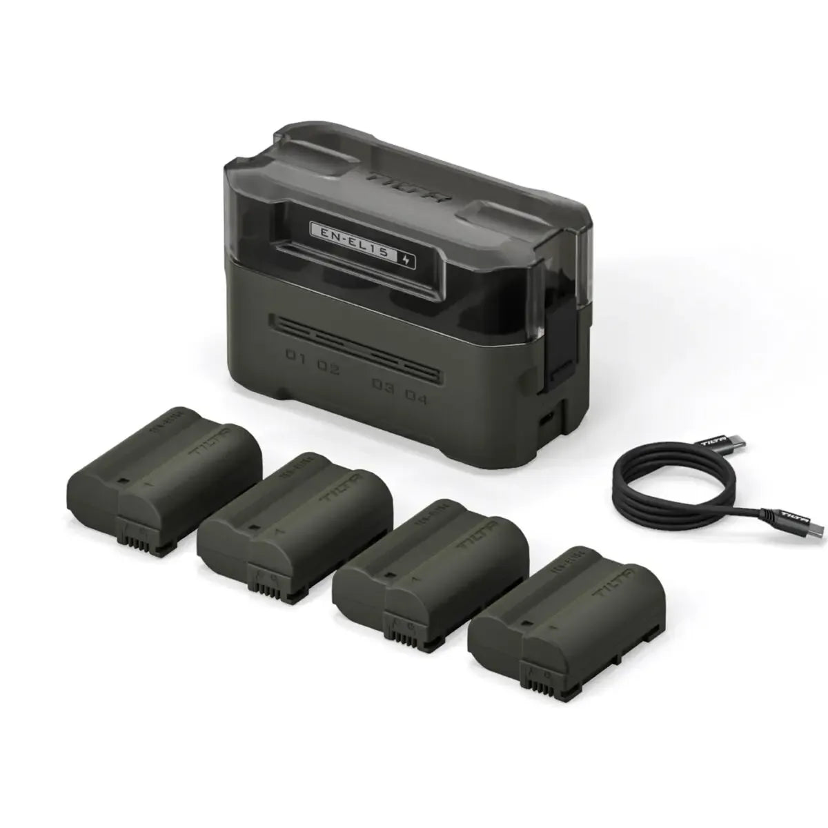 TILTA EN-EL15C Battery 2400mAh Portable Charging Station (4 Channel) for Nikon ZR Z8 Z7 Z6 Z63/62 Z5 ZF Z7II Z6II D850 D810 D710