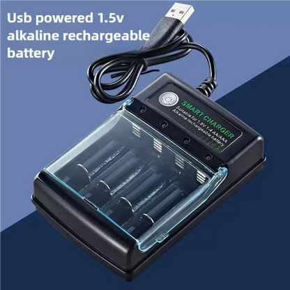 1.5V USB 4 slots Charger Independent Charging AA alkaline battery charger Smart Portable Rechargeable Battery Charger with cover