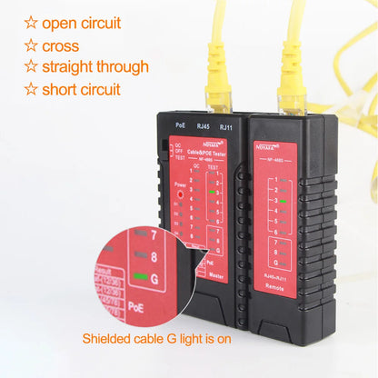 NOYAFA NF-468S Network Cable Tester RJ11 RJ45 Wire Detector Cat5 Cat6 Cable/Wire Continuity Detectors Fault Point Tester