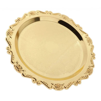 Eco-Friendly Golden Brass Dessert Serving Plate for Birthday Party Fruit Display Cake Stand Snack Platter Home Decor