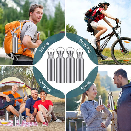 Stainless Steel Double-Walled Sports Bottle with Handle, Metal Reusable Water Bottle with Lid, School, Hiker, Gift