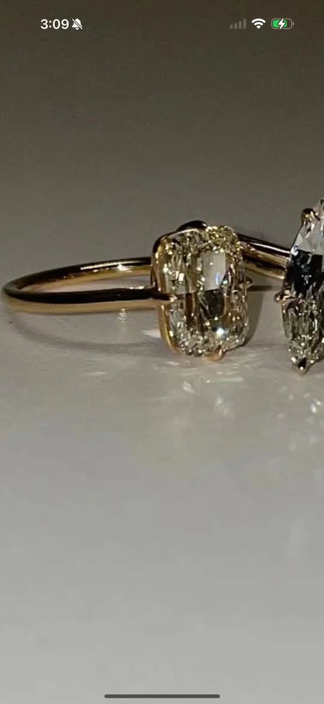 3.10 Ct Elongated Cushion 10k Gold Solitaire Ring