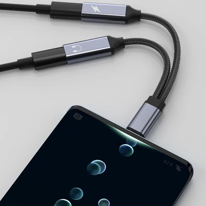 2 in 1 USB C to 3.5mm Headphone and Charger Adapter USB C PD 3.0 Port to Aux Audio Jack Fast Charging Dongle Cable Cord