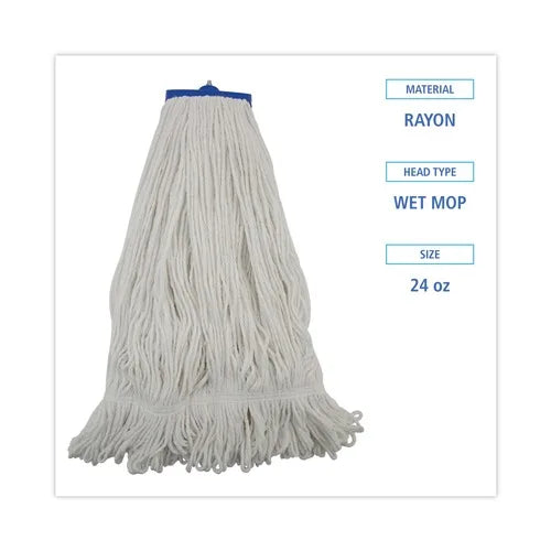 Boardwalk 24 Oz. Microfiber Lie-Flat Mop Head Plastic Basket Handle Rectangle Design for Floor Usage White Color 12/Carton Free