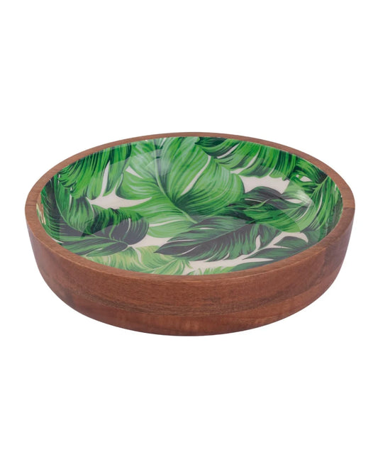 wooden bowl Enamel Wooden Bowls with Polished Spoons Ceramic Plate Metal Utensils for Food by Blatant Exports