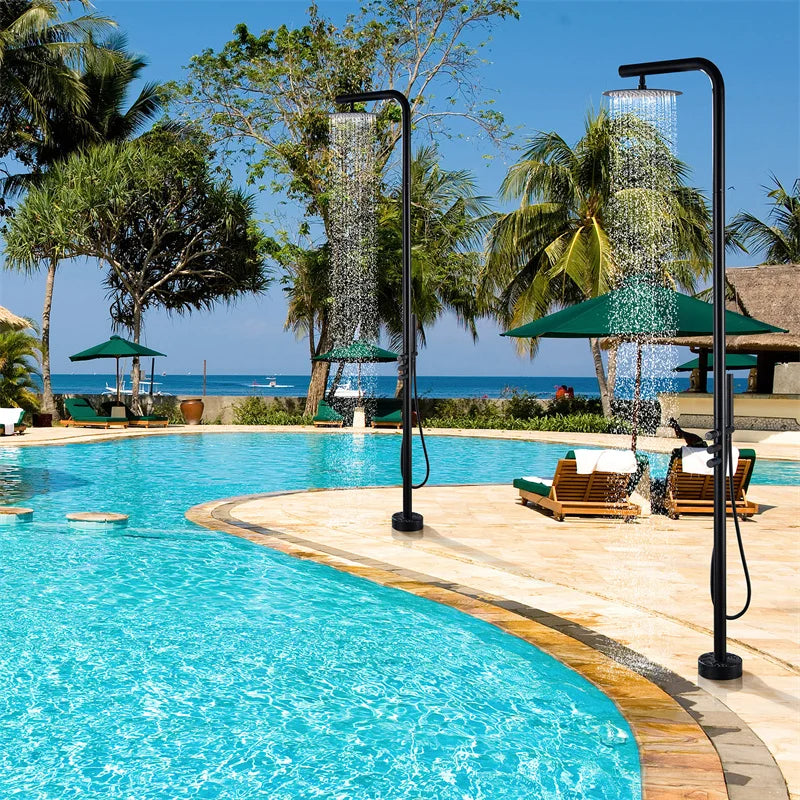 Matte Black Brass Outdoor Shower Faucet Set Freestanding Poolside Outdoor Shower Faucet Freestanding Outdoor Shower Mixer