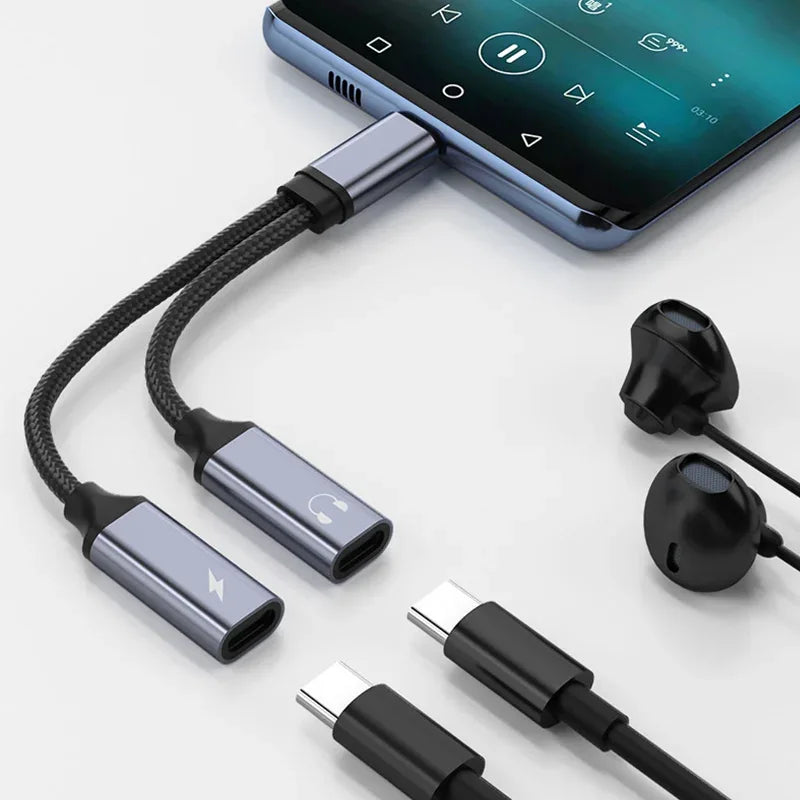 2 in 1 USB C to 3.5mm Headphone and Charger Adapter USB C PD 3.0 Port to Aux Audio Jack Fast Charging Dongle Cable Cord