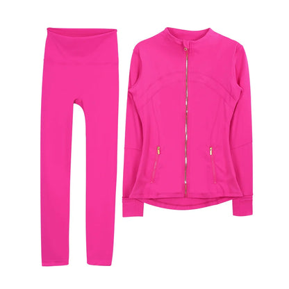 Women Yoga Jacket Women's Yoga 2-piece Set Jacket Yoga Wear Sports Fitness Yoga Wear Short Stand Collar Zipper