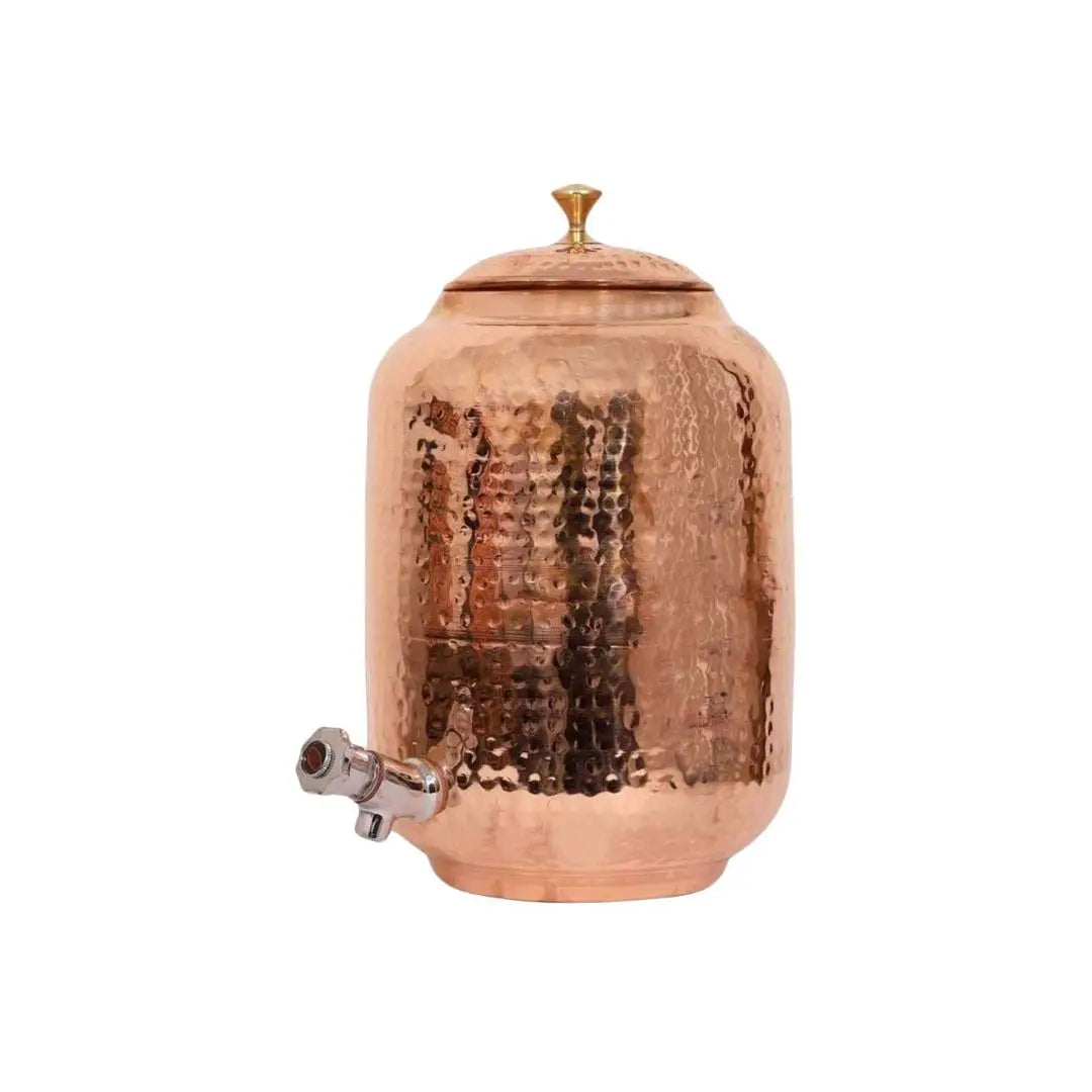 Modern Hammered Metal Copper Water Wine Beer Dispenser 4L-12L Capacity Cylindrical Customizable Color/Logo Parties Bars