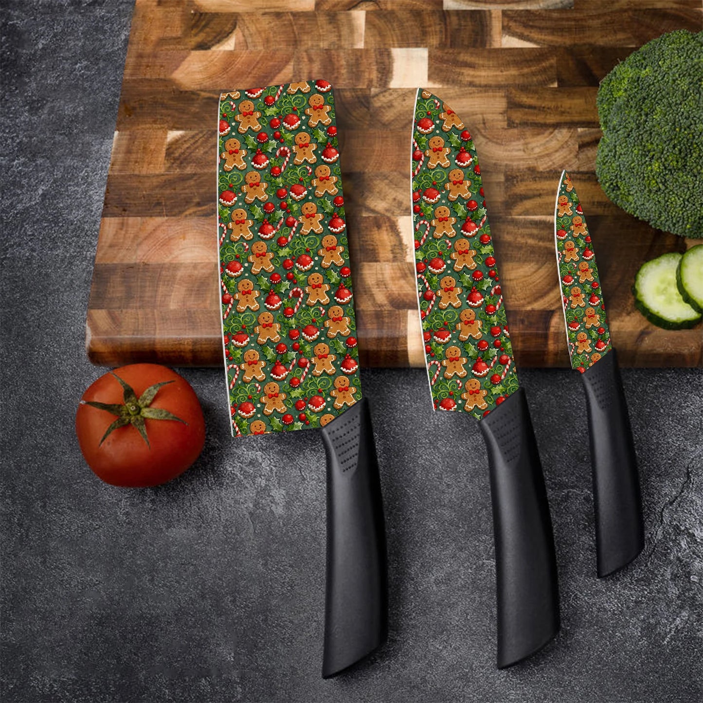 3-Piece Christmas Gingerbread Man Ceramic Knife Set Kitchen Sharp Durable Manufacturers That Drop Shop Through Shopify