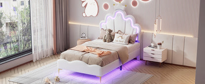 Rosahqnda Children's bed girls Single bed Double Bed Children bed Princess Crown Shape bed Adjustable Headboard