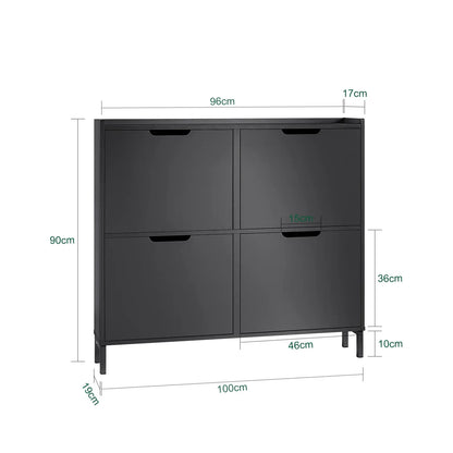 SoBuy FSR100 4 flap shoe rack 8 shelf surface shoe cabinet narrow shoe chest of drawers shoe shelf