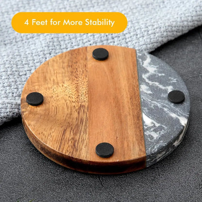 Decorative Wooden Marble coaster for Your Drinks Handcrafted with Felt Pads and Care a Perfect Choice for Your Table Top Decor