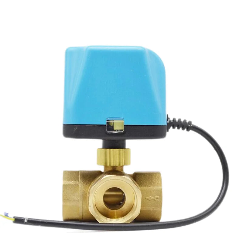 1/2" to 2" Three Way Electric Motorized Brass Ball Valve Water 220VAC/12VDC/24VDC Two Wire Normally Close L/T Type Control Valve by PDG ibma