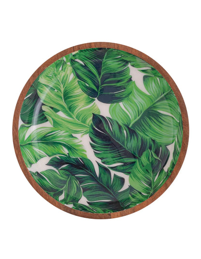wooden bowl Enamel Wooden Bowls with Polished Spoons Ceramic Plate Metal Utensils for Food by Blatant Exports