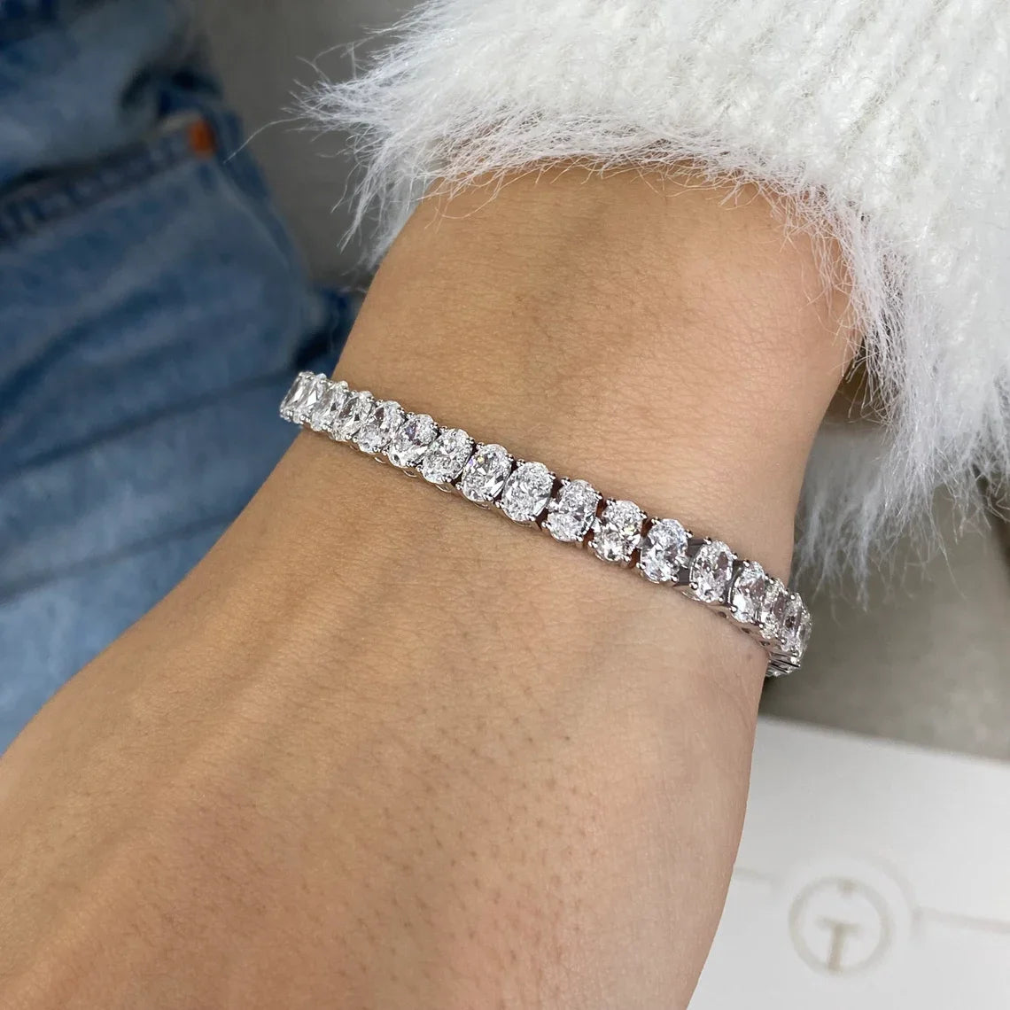 JBR & CO Famous Style Oval Cut IGI Certified Lab Grown Diamond 14k Solid Gold Bracelet High End Fashion Luxury Jewelry Women Gif