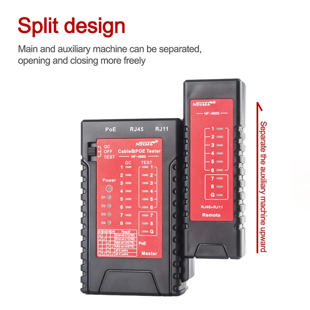 NOYAFA NF-468S Network Cable Tester RJ11 RJ45 Wire Detector Cat5 Cat6 Cable/Wire Continuity Detectors Fault Point Tester