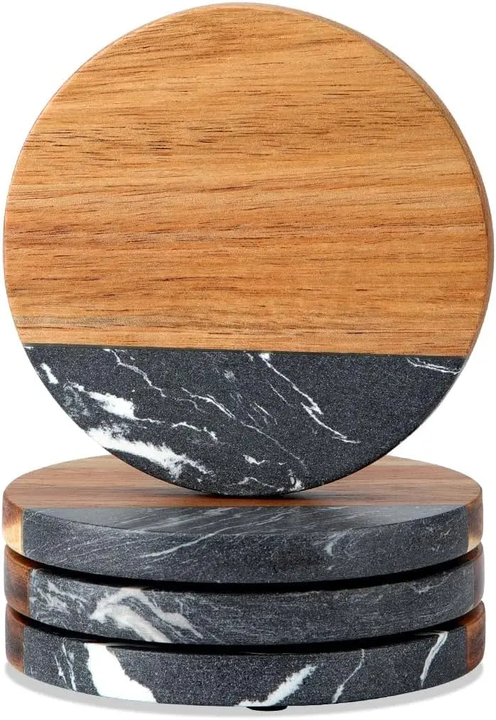 Decorative Wooden Marble coaster for Your Drinks Handcrafted with Felt Pads and Care a Perfect Choice for Your Table Top Decor