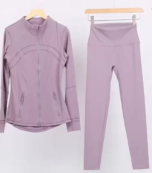 Women Yoga Jacket Women's Yoga 2-piece Set Jacket Yoga Wear Sports Fitness Yoga Wear Short Stand Collar Zipper