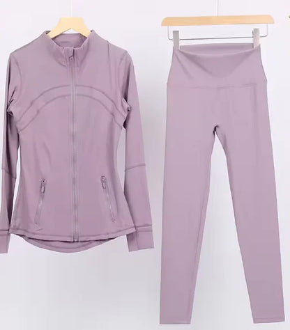 Women Yoga Jacket Women's Yoga 2-piece Set Jacket Yoga Wear Sports Fitness Yoga Wear Short Stand Collar Zipper