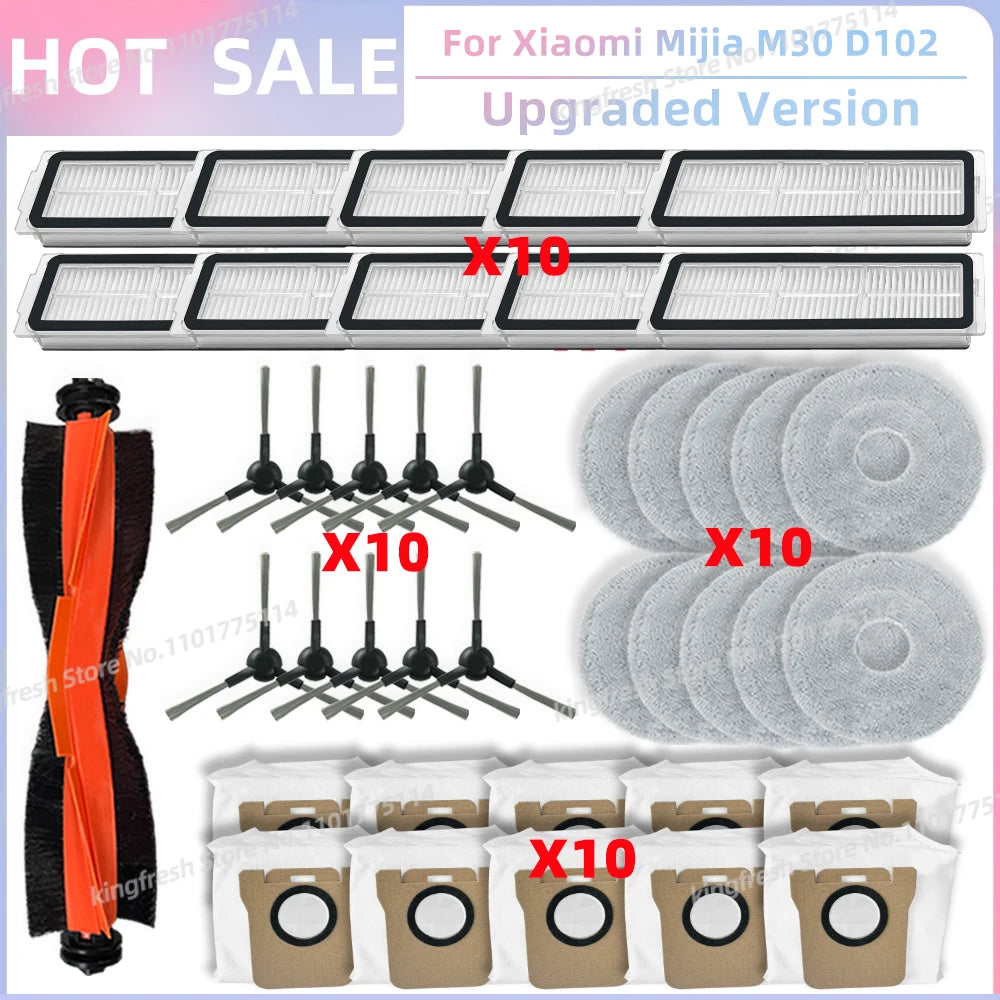 Fit For Xiaomi Mijia M30 D102, Xiaomi X20 Pro D102GL / X20 Max D109GL Parts Main Side Brush Filter Mop Cloth Dust Bag
