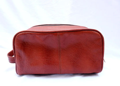Luxury Full Grain Leather Triple Chain Toiletry & Travel Bag for Men Women Customized Color & Logo LEATHER HUNT