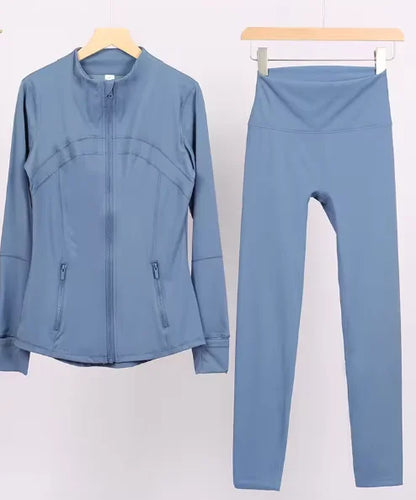Women Yoga Jacket Women's Yoga 2-piece Set Jacket Yoga Wear Sports Fitness Yoga Wear Short Stand Collar Zipper
