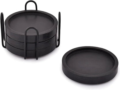 Handmade Natural Wooden Black Coasters Rustic Design Durable Elegant Set for Everyday Use Special Occasions Mats & Pads for Home