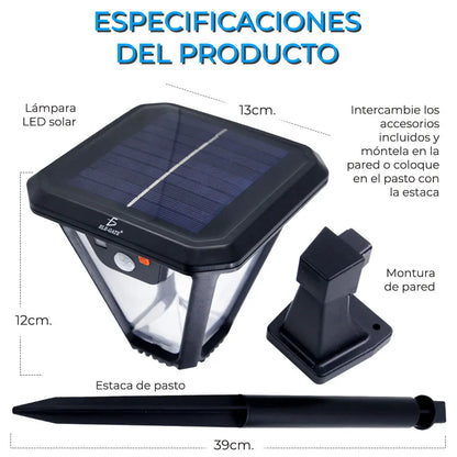 Automatic 5W LED Solar Lamp Outdoor Gardens Warm White Light IP65 Waterproof PC Body DC Power Supply ROHS Certified Wall Mount