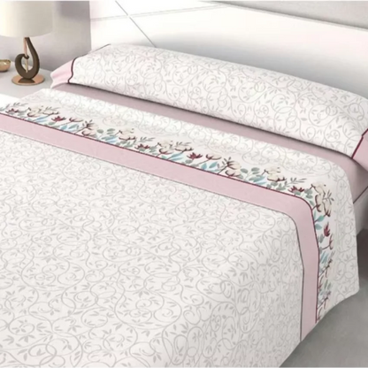 Petra Pink Printed Sheet Set 105 cm Soft Breathable Bed Linen Comfortable Bedding for Single Bed Home Textiles