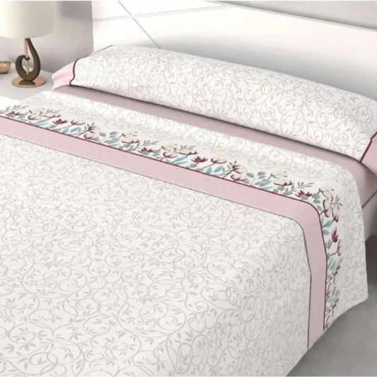 Petra Pink Printed Sheet Set 105 cm Soft Breathable Bed Linen Comfortable Bedding for Single Bed Home Textiles